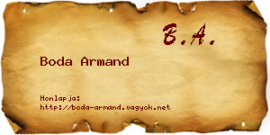 Boda Armand névjegykártya